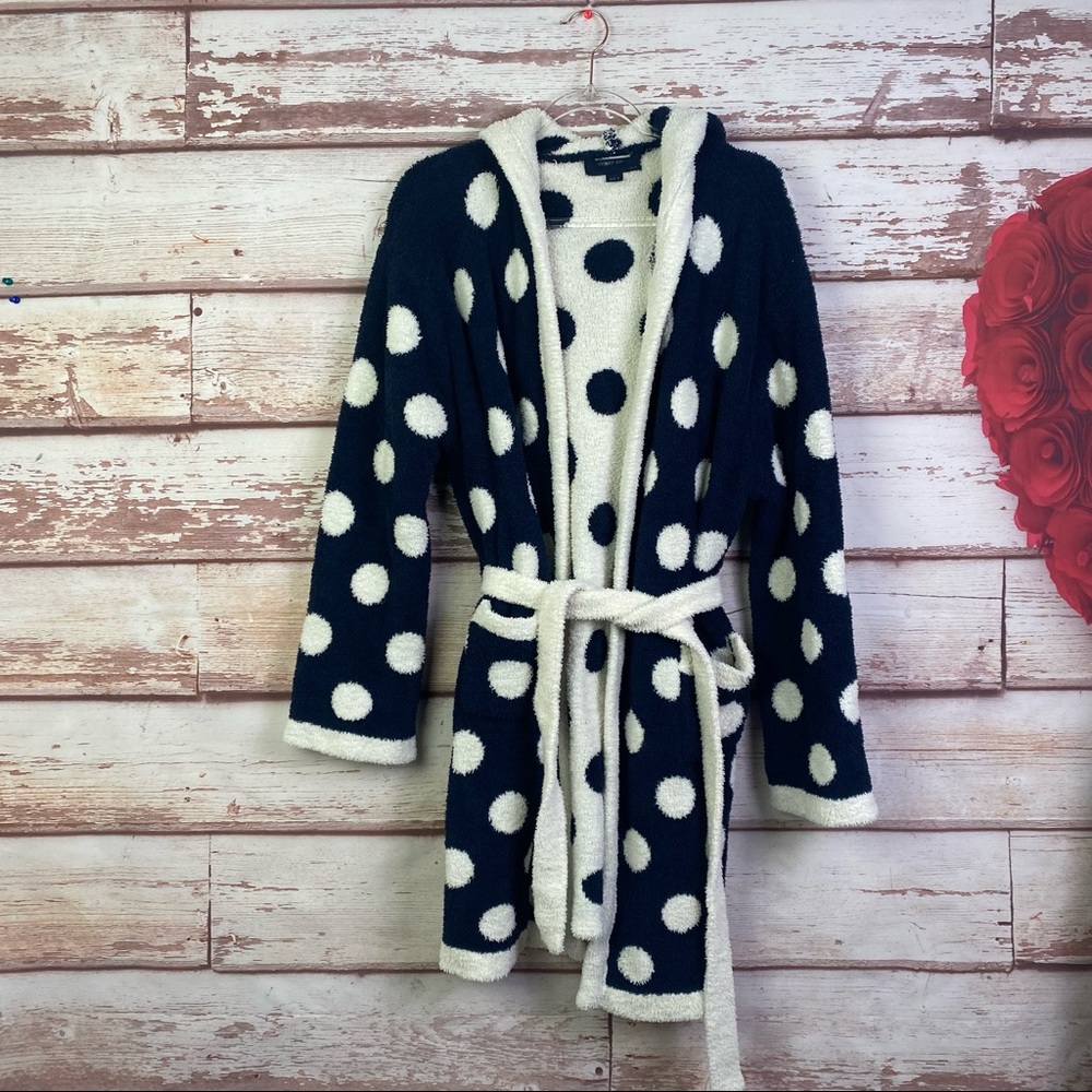 Barefoot Dreams- Polka Dot Short Hooded Robe - Picture 2 of 16